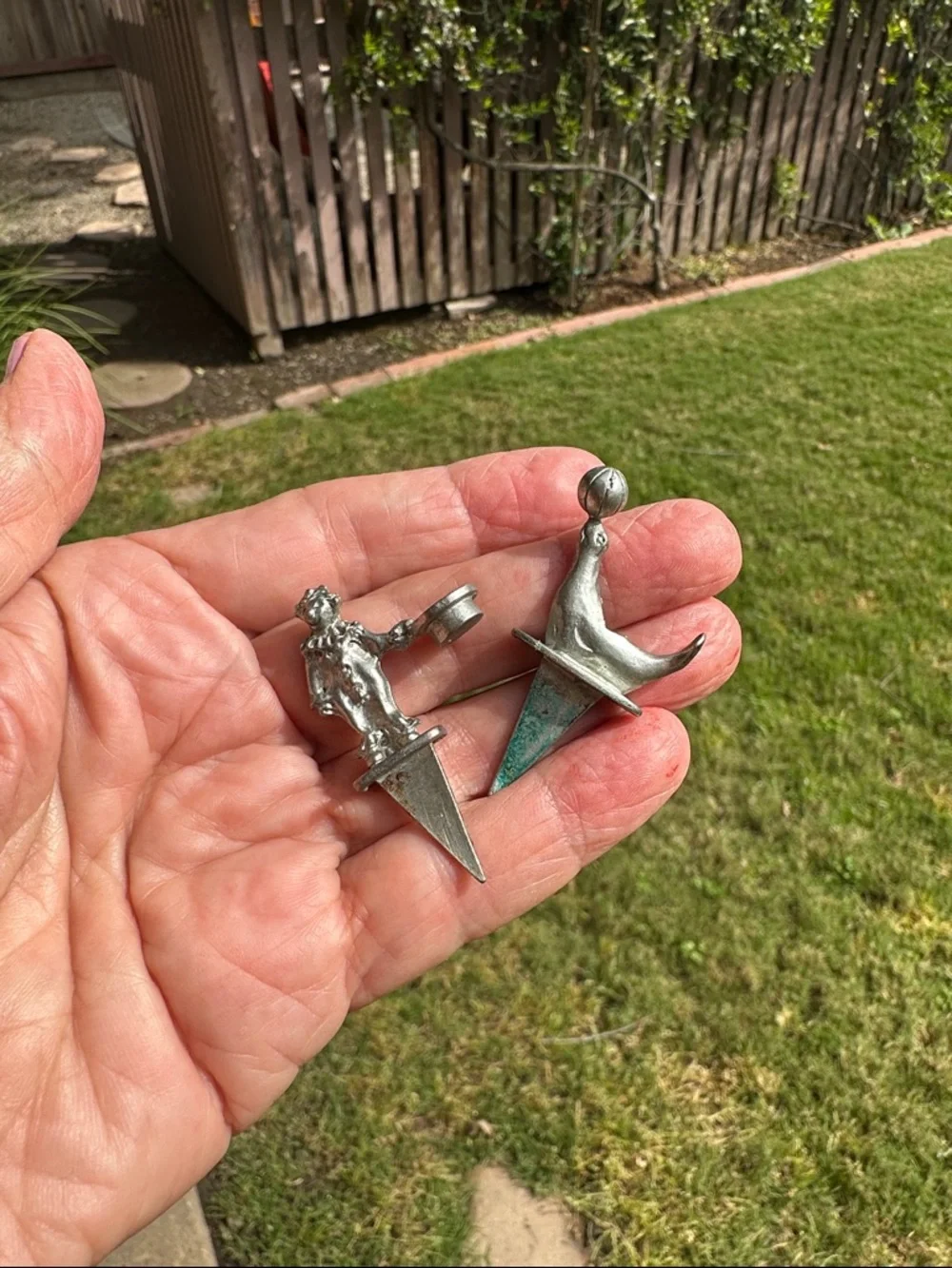 Vintage Pewter Animal and Circus Figure Cake Toppers - Set of 5